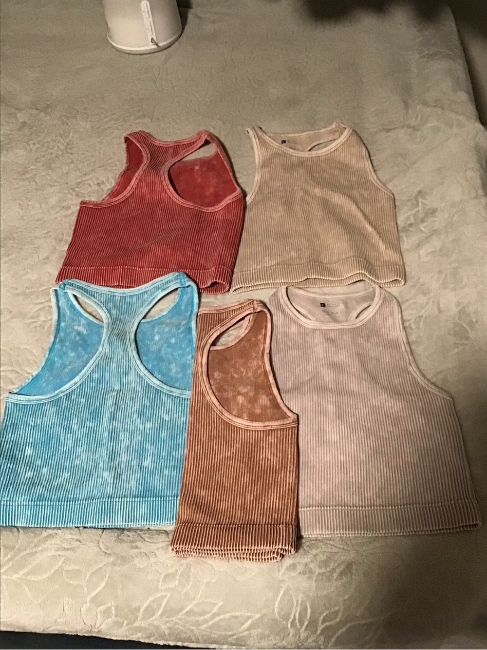 Five Ribbed Velvet Tank Tops - Multicolor Set - Picture 3 of 4